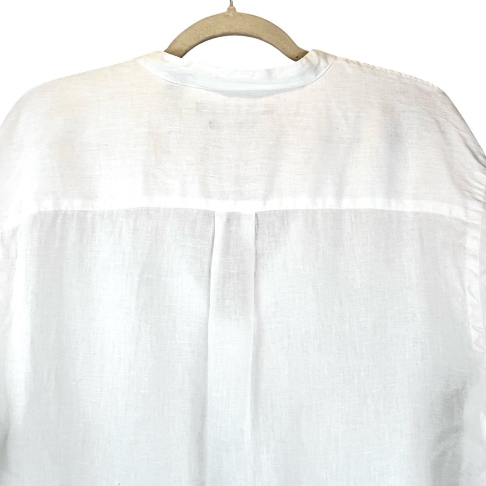 Perry Ellis 100% Linen Tunic Top Long Sleeves White Breezy Sz L - Picture 5 of 9